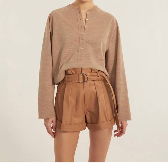 Nwt marissa webb henley top in stone taupe - Picture 2 of 2